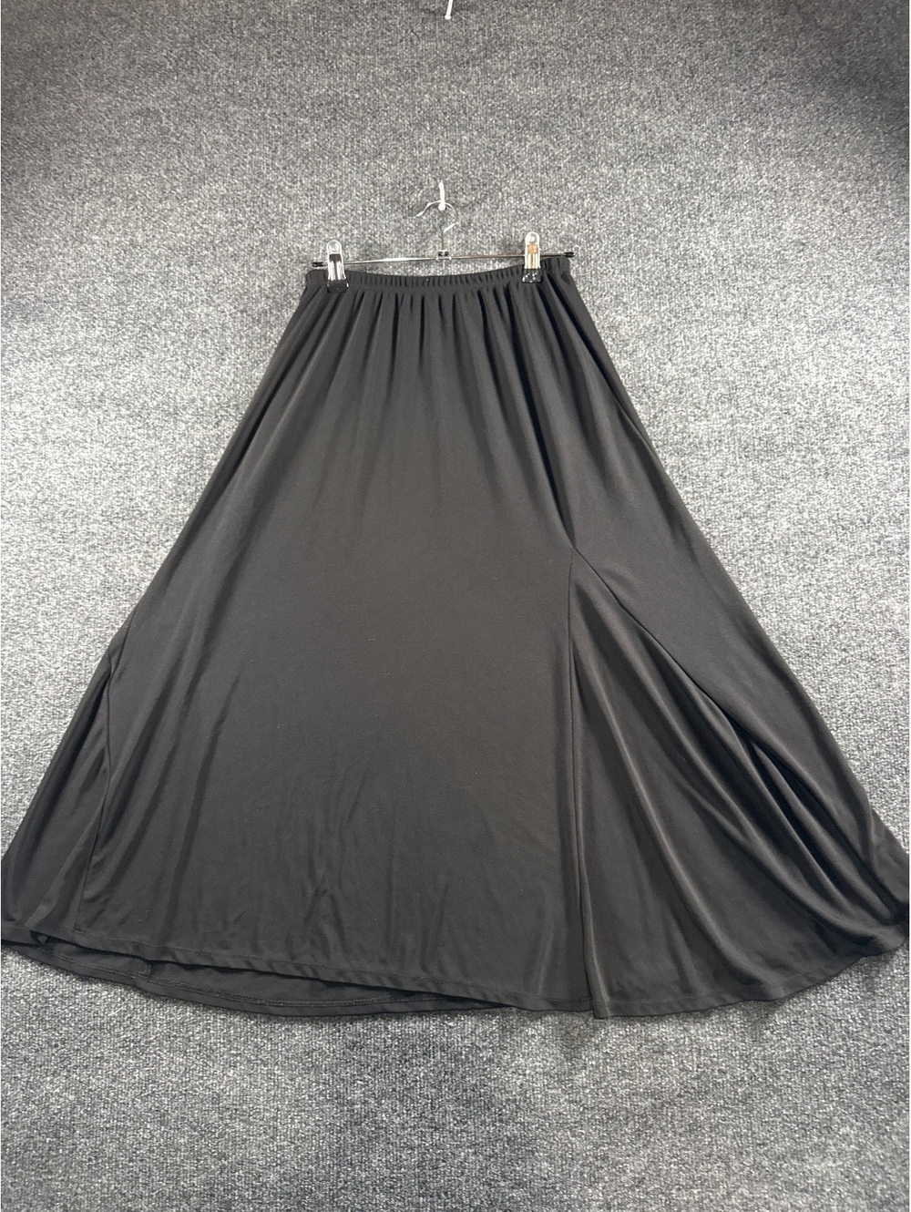 Chico’s Women’s Size 1 Black Maxi Skirt Elastic Waist Long A-Line Stretch